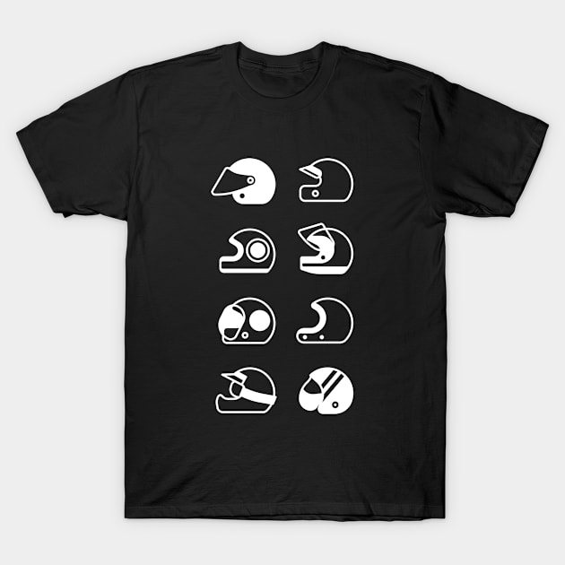 Illustration of stylized black and white motorcycle helmet T-Shirt by iswenyi Art